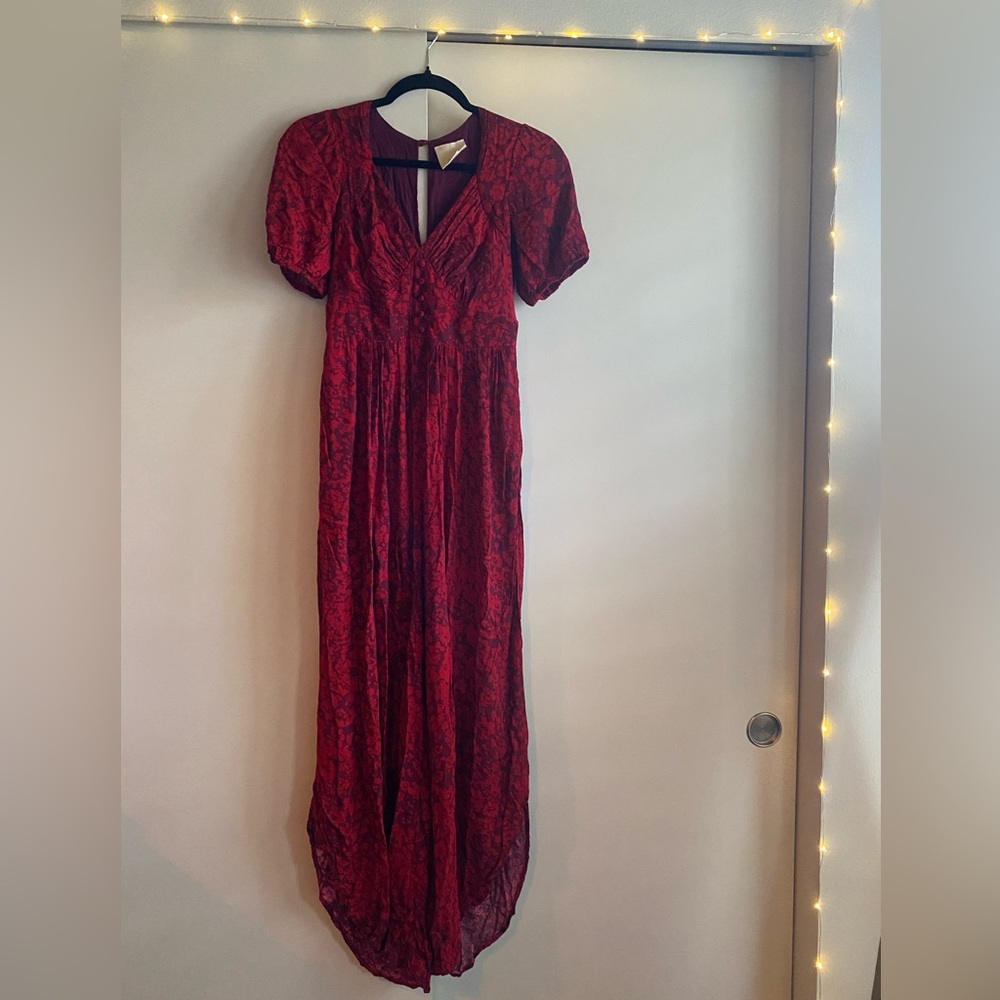 Maeve by Anthropologie Floral Button-Front Jumpsuit (magenta) Size: 0 / XS/ S